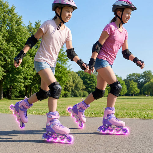 Adjustable Light-Up Inline Skates, 4-Size, Ages 9-14, Purple