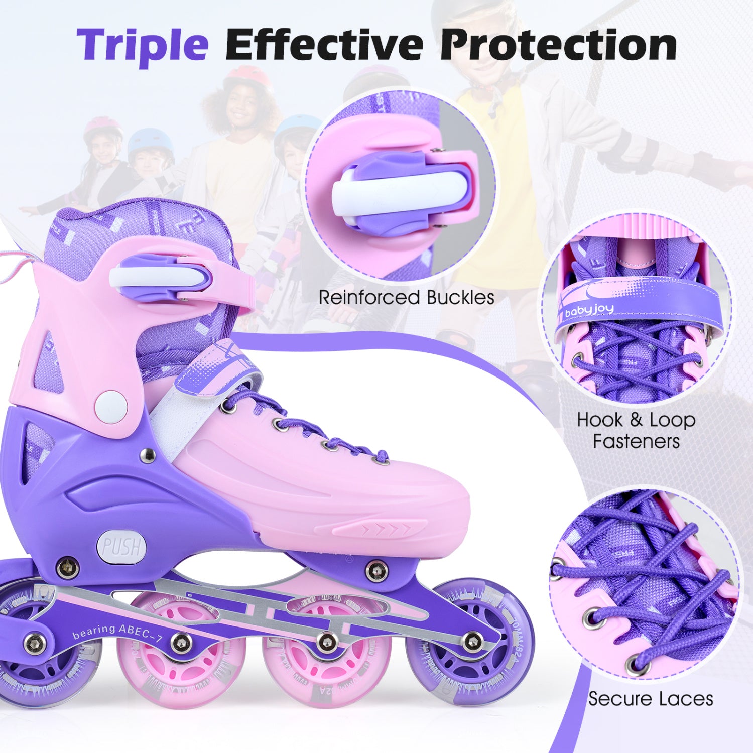Adjustable Light-Up Inline Skates, 4-Size, Ages 9-14, Purple Toy Sports at Gallery Canada