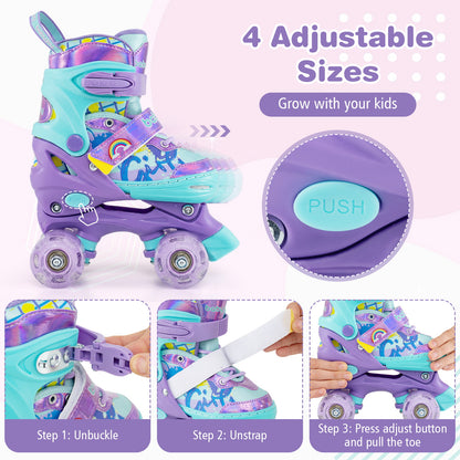 Kids Adjustable Roller Skates, Light-Up Wheels, Size S, Purple Toy Sports at Gallery Canada