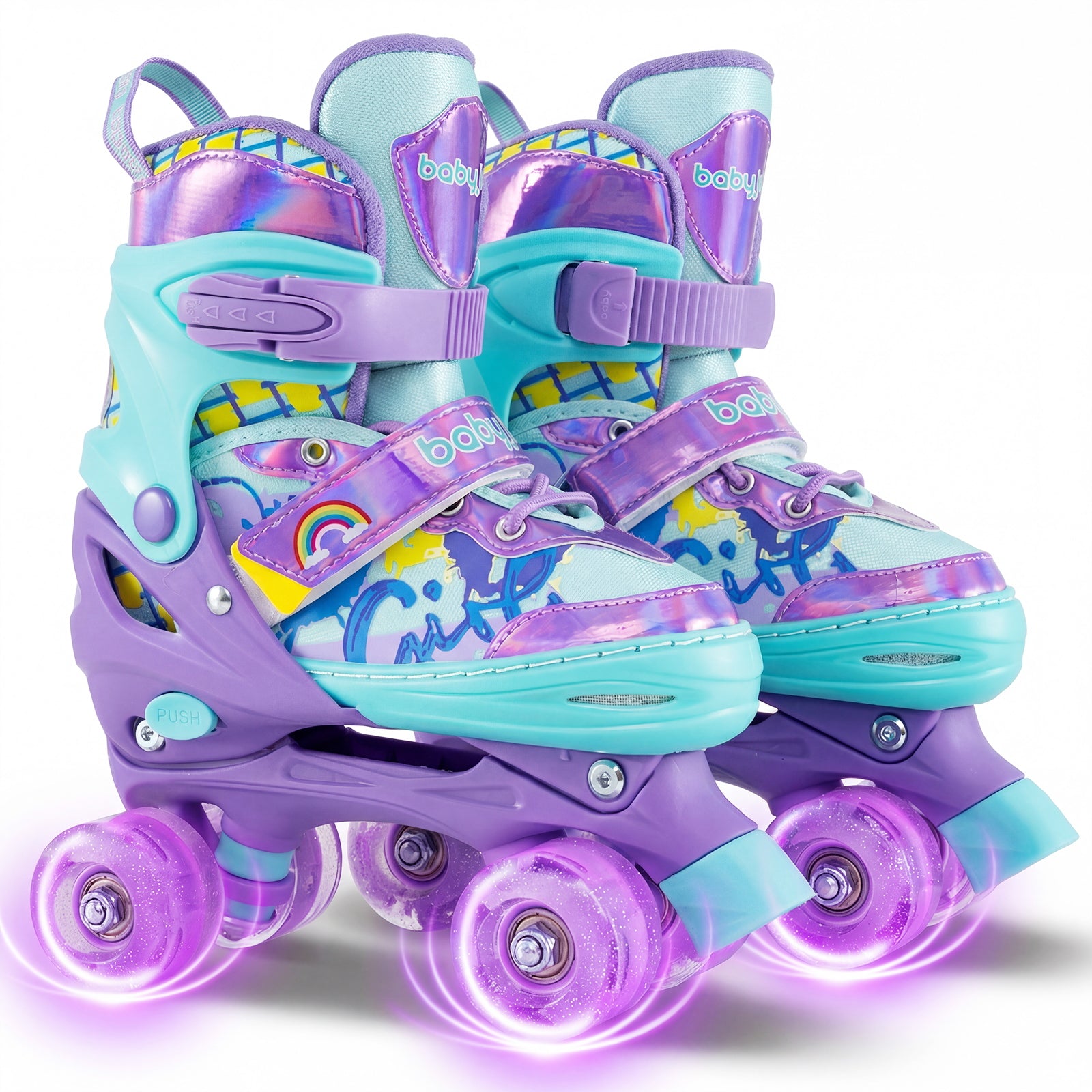 4 Sizes Adjustable Kids Roller Skates with Light-up Wheels and Safety Protection M Size, Purple Toy Sports at Gallery Canada