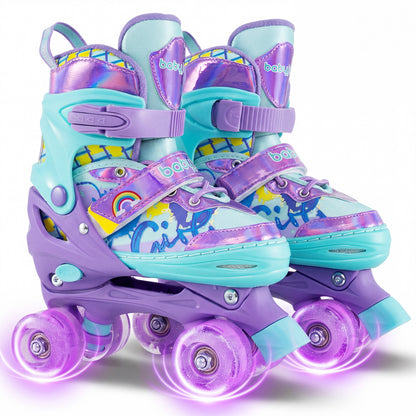 4 Sizes Adjustable Kids Roller Skates with Light-up Wheels and Safety Protection M Size, Purple Toy Sports at Gallery Canada