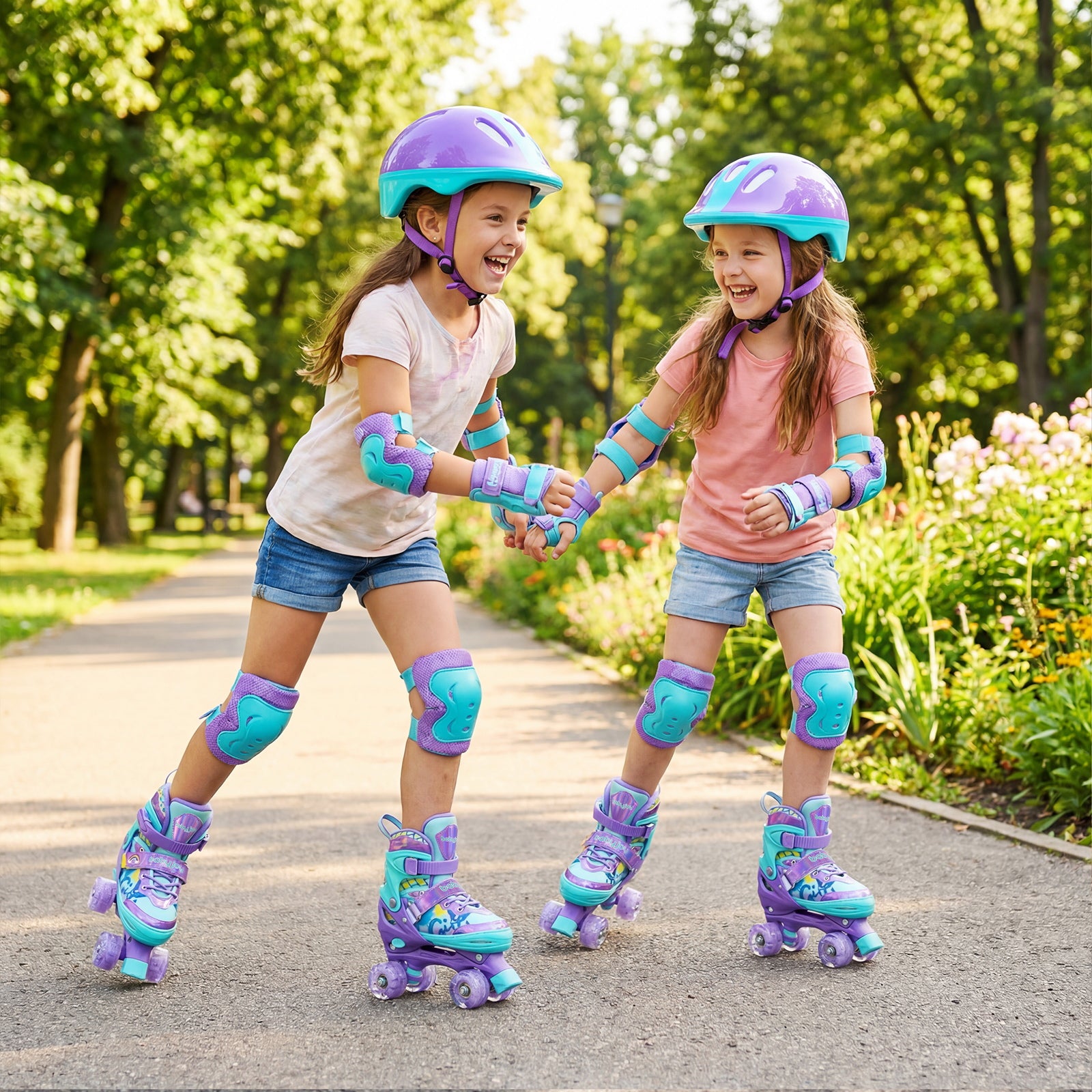 4 Sizes Adjustable Kids Roller Skates with Light-up Wheels and Safety Protection M Size, Purple Toy Sports at Gallery Canada