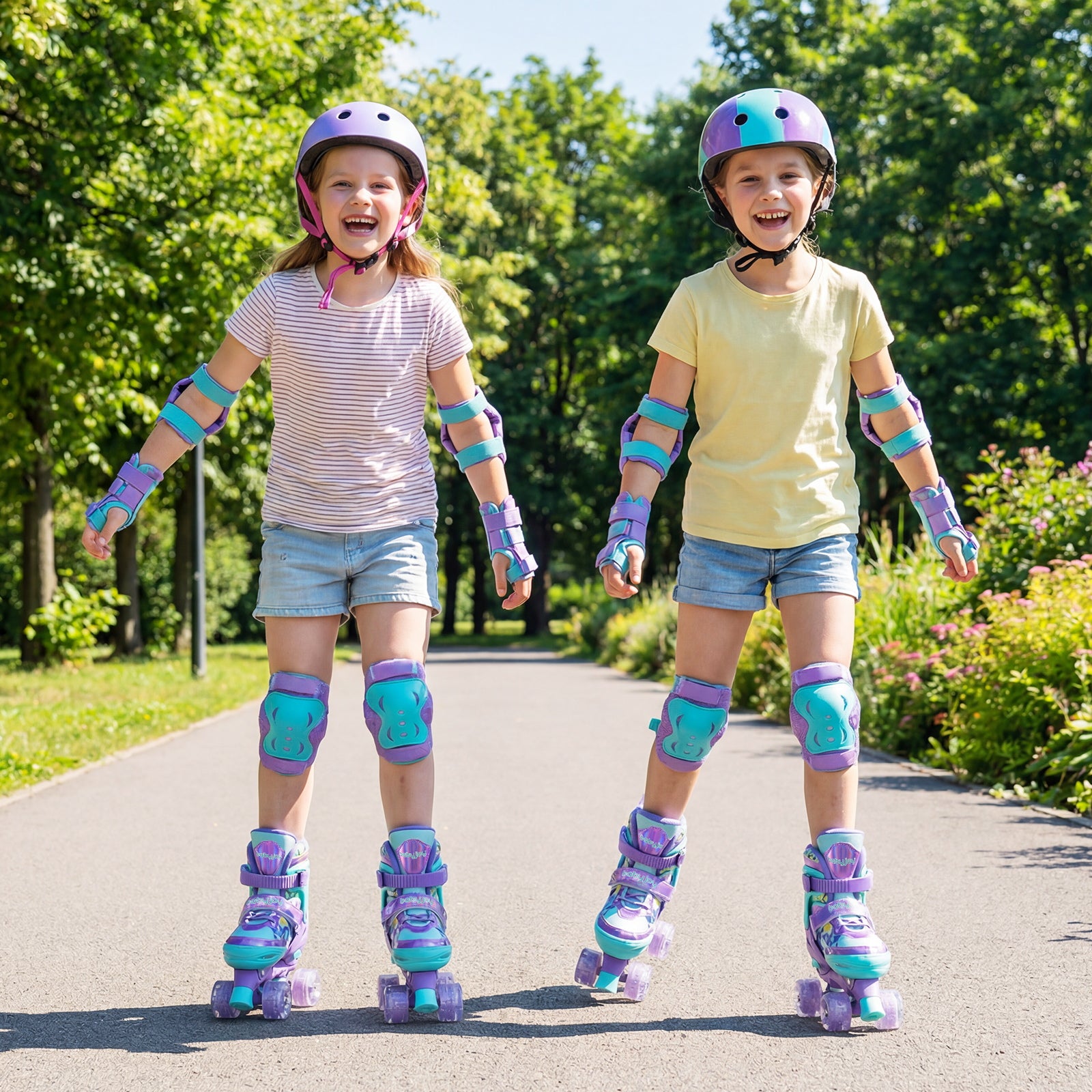 4 Sizes Adjustable Kids Roller Skates with Light-up Wheels and Safety Protection M Size, Purple Toy Sports at Gallery Canada
