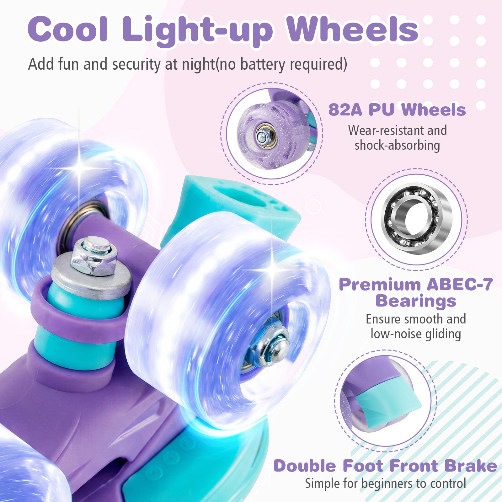 Adjustable Kids Roller Skates, Light-Up Wheels, Purple Toy Sports at Gallery Canada