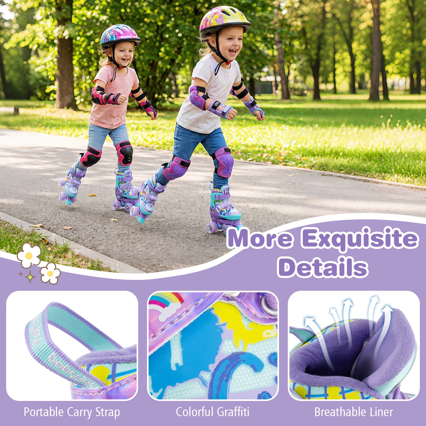 Adjustable Kids Roller Skates, Light-Up Wheels, Purple Toy Sports at Gallery Canada