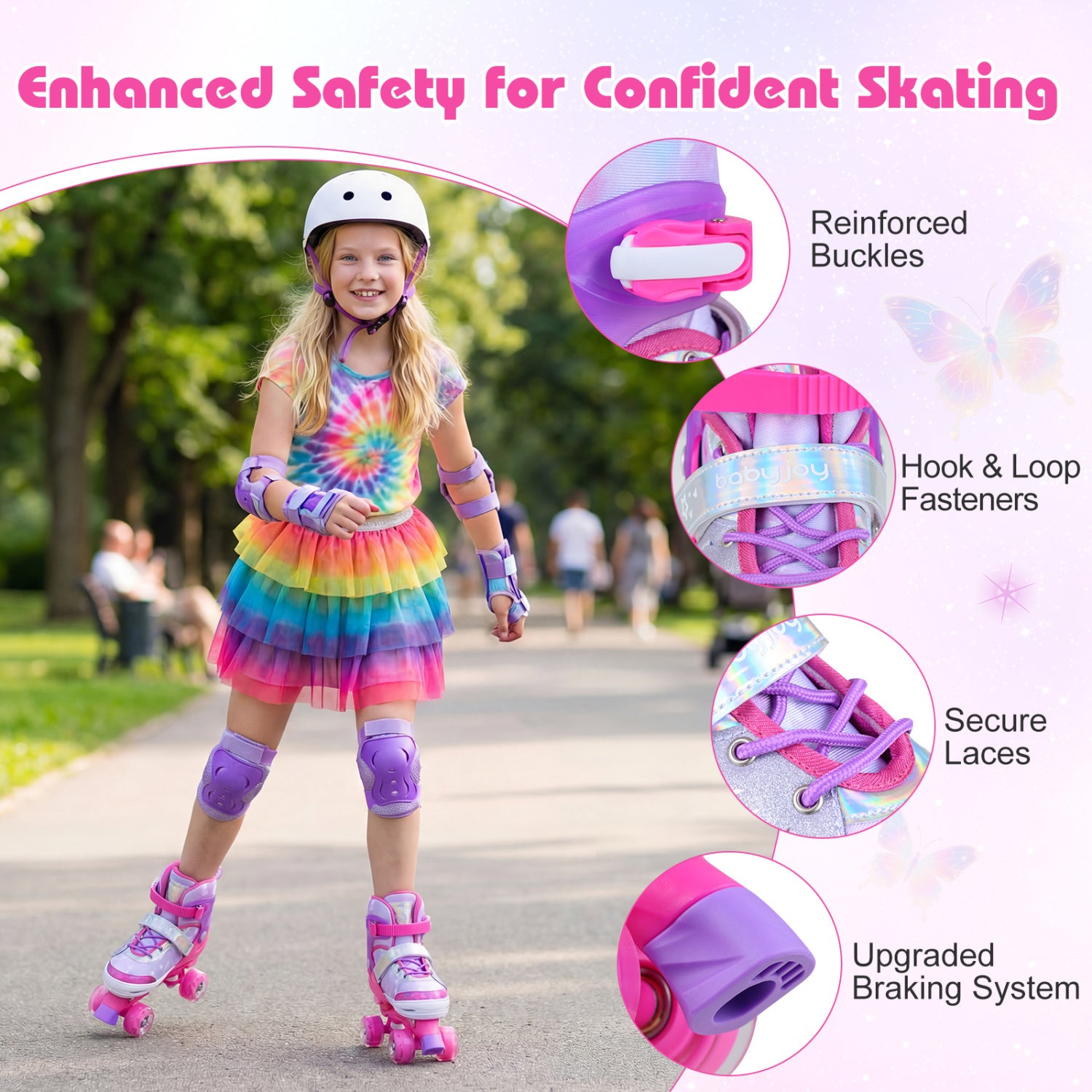 Adjustable Kids Roller Skates, Ages 9-14, Light-Up Wheels, Pink Toy Sports at Gallery Canada
