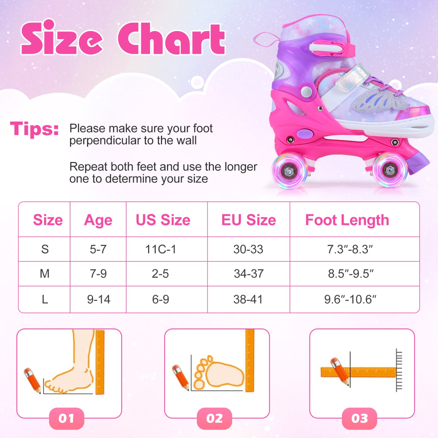 Adjustable Kids Roller Skates, Ages 9-14, Light-Up Wheels, Pink Toy Sports at Gallery Canada