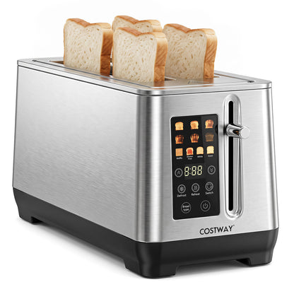 4 Slice Toaster, 6 Browning Levels, 4 Bread Types, Silver