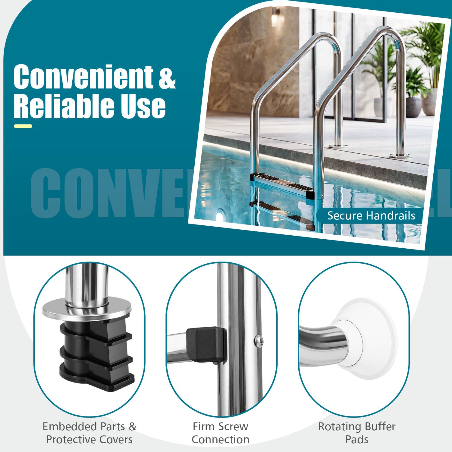 4-Step Inground Pool Ladder, Stainless Steel, Silver Swimming Pools at Gallery Canada