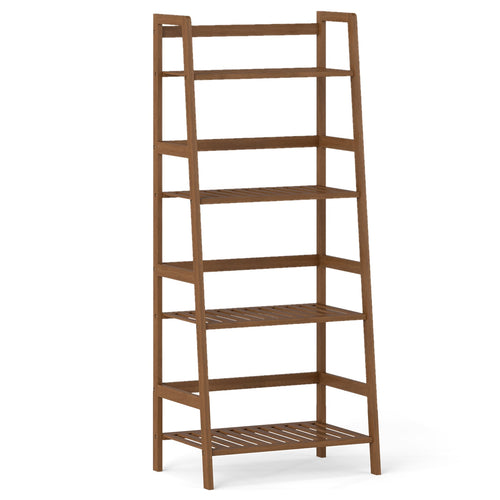 4-Tier Bamboo Plant Rack With Guardrails, Walnut