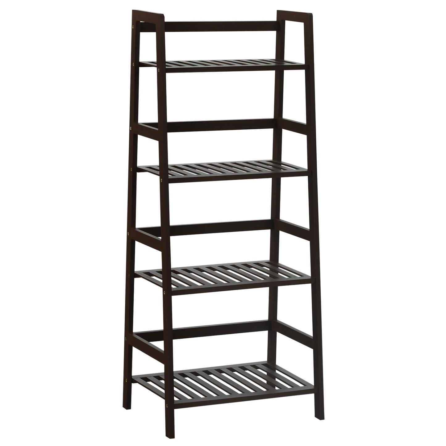 4-Tier Bamboo Plant Rack With Guardrails, Brown Bookcases at Gallery Canada