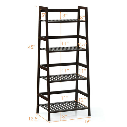 4-Tier Bamboo Plant Rack With Guardrails, Brown Bookcases at Gallery Canada