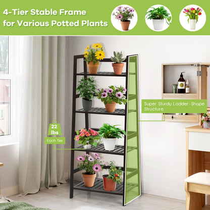 4-Tier Bamboo Plant Rack With Guardrails, Brown Bookcases at Gallery Canada