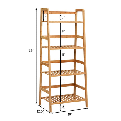 4-Tier Bamboo Plant Rack With Guardrails, Natural Bookcases at Gallery Canada