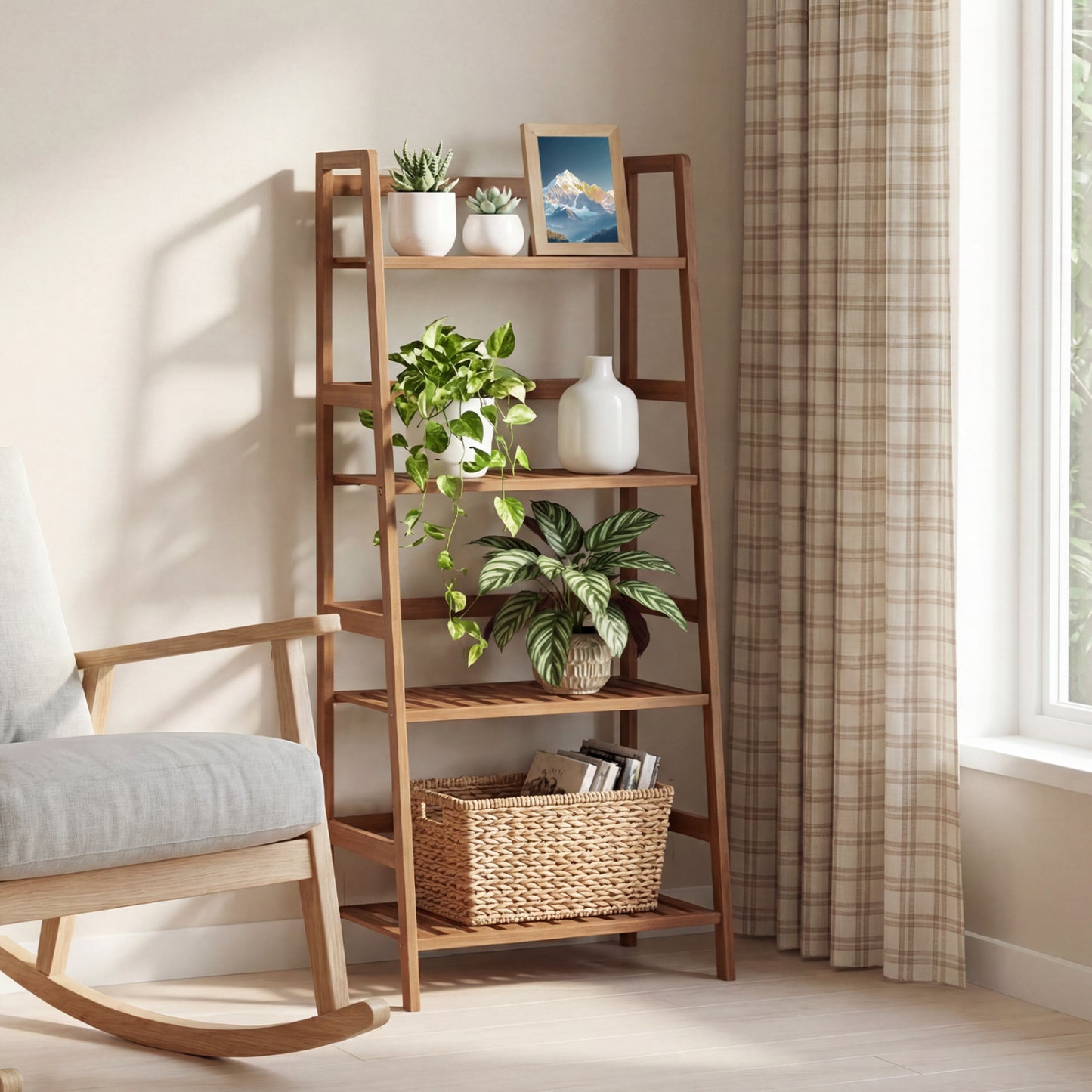 4-Tier Bamboo Plant Rack With Guardrails, Walnut Plant Stands at Gallery Canada