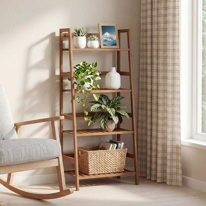 4-Tier Bamboo Plant Rack With Guardrails, Walnut Plant Stands at Gallery Canada