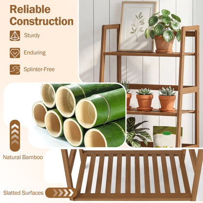 4-Tier Bamboo Plant Rack With Guardrails, Walnut Plant Stands at Gallery Canada