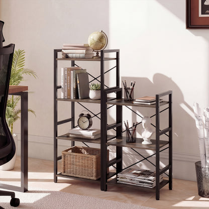4-Tier Narrow Bookshelf with Metal Frame, Oak Bookcases at Gallery Canada