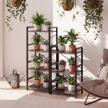 4-Tier Narrow Bookshelf with Metal Frame, Oak Bookcases at Gallery Canada