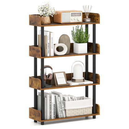 4-Tier Bookshelf Open Bookcase with Anti-Tipping Kit Industrial Storage Unit, Rustic Brown Bookcases at Gallery Canada