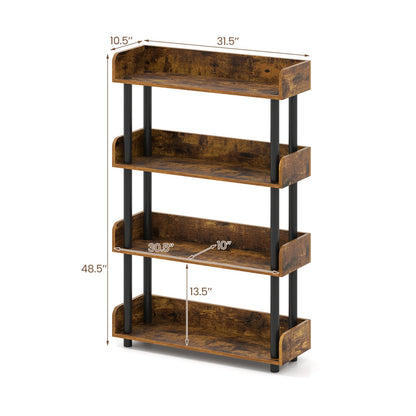 4-Tier Bookshelf Open Bookcase with Anti-Tipping Kit Industrial Storage Unit, Rustic Brown Bookcases at Gallery Canada