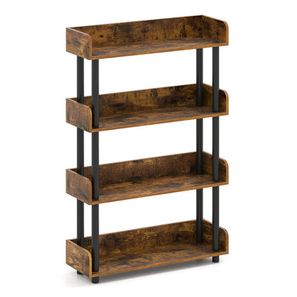 4-Tier Bookshelf Open Bookcase with Anti-Tipping Kit Industrial Storage Unit, Rustic Brown Bookcases at Gallery Canada