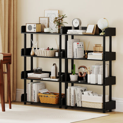4-Tier Bookshelf Open Bookcase with Anti-Tipping Kit Industrial Storage Unit, Black Bookcases at Gallery Canada