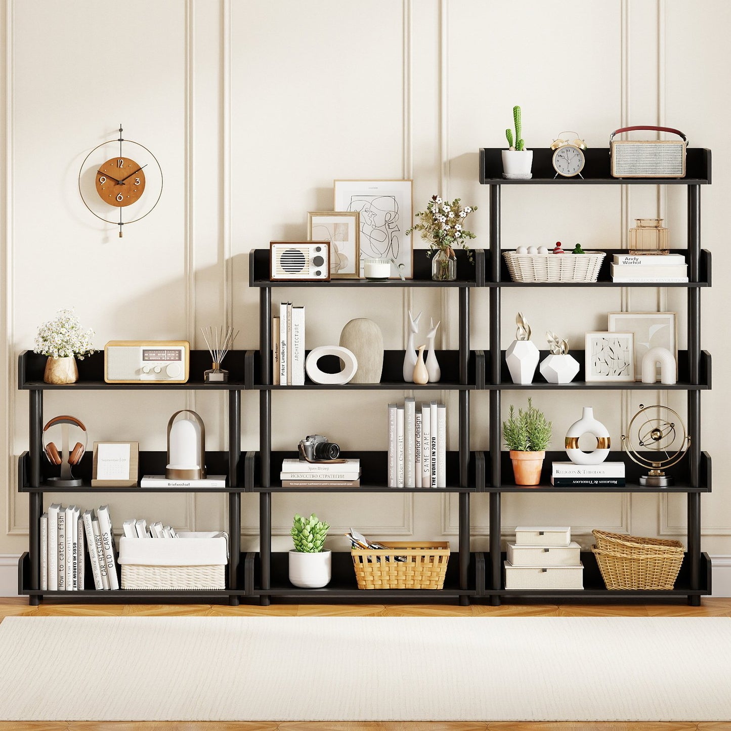 4-Tier Bookshelf Open Bookcase with Anti-Tipping Kit Industrial Storage Unit, Black Bookcases at Gallery Canada