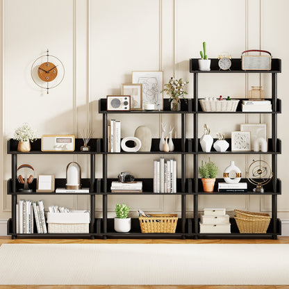 4-Tier Bookshelf Open Bookcase with Anti-Tipping Kit Industrial Storage Unit, Black Bookcases at Gallery Canada