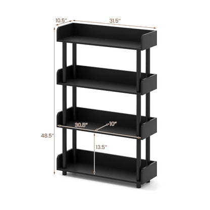 4-Tier Bookshelf Open Bookcase with Anti-Tipping Kit Industrial Storage Unit, Black Bookcases at Gallery Canada