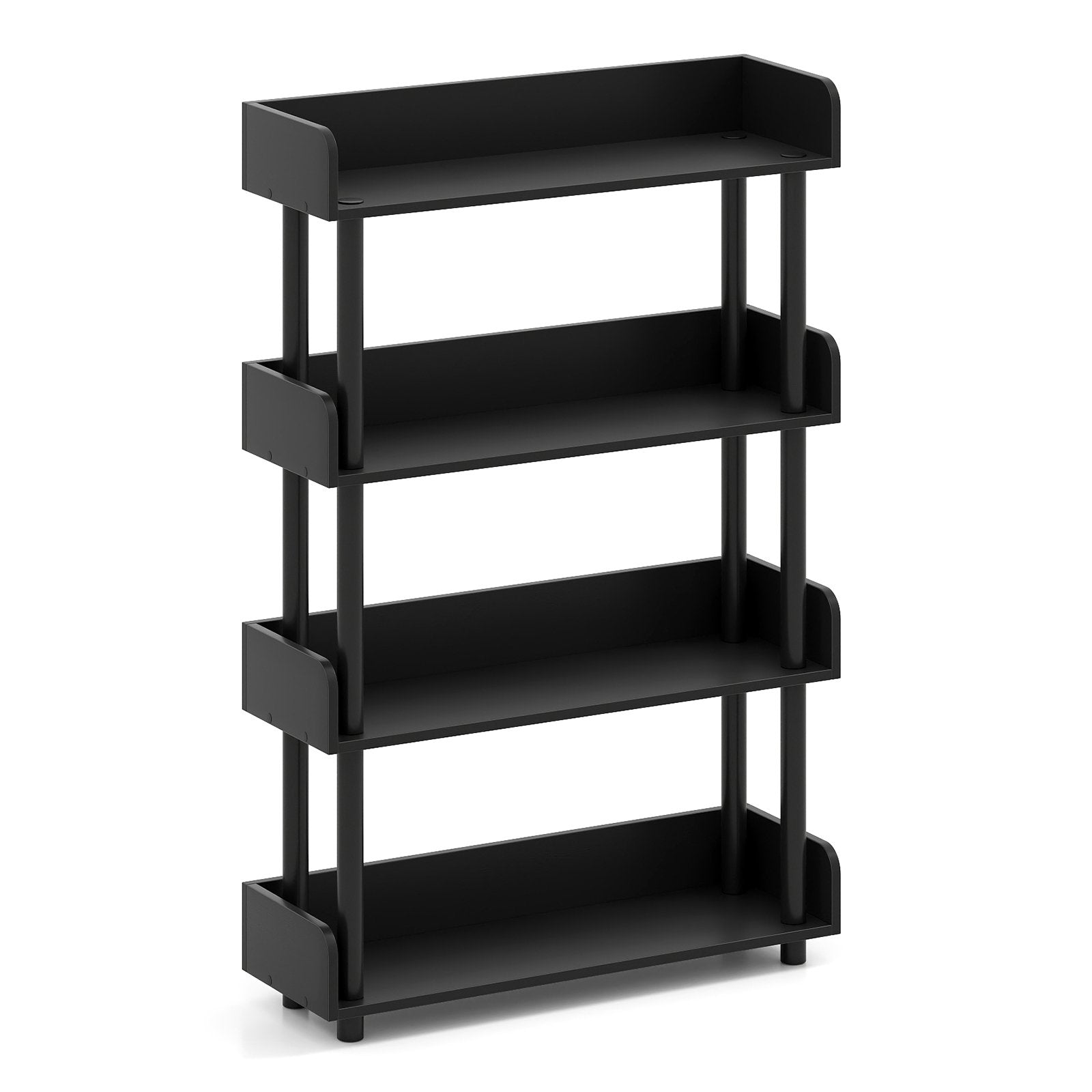 4-Tier Bookshelf Open Bookcase with Anti-Tipping Kit Industrial Storage Unit, Black Bookcases at Gallery Canada