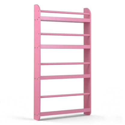 4-Tier Bookshelf Organizer for Toys and Books with Basswood Crossbar, Pink Bookcases Pink at Gallery Canada