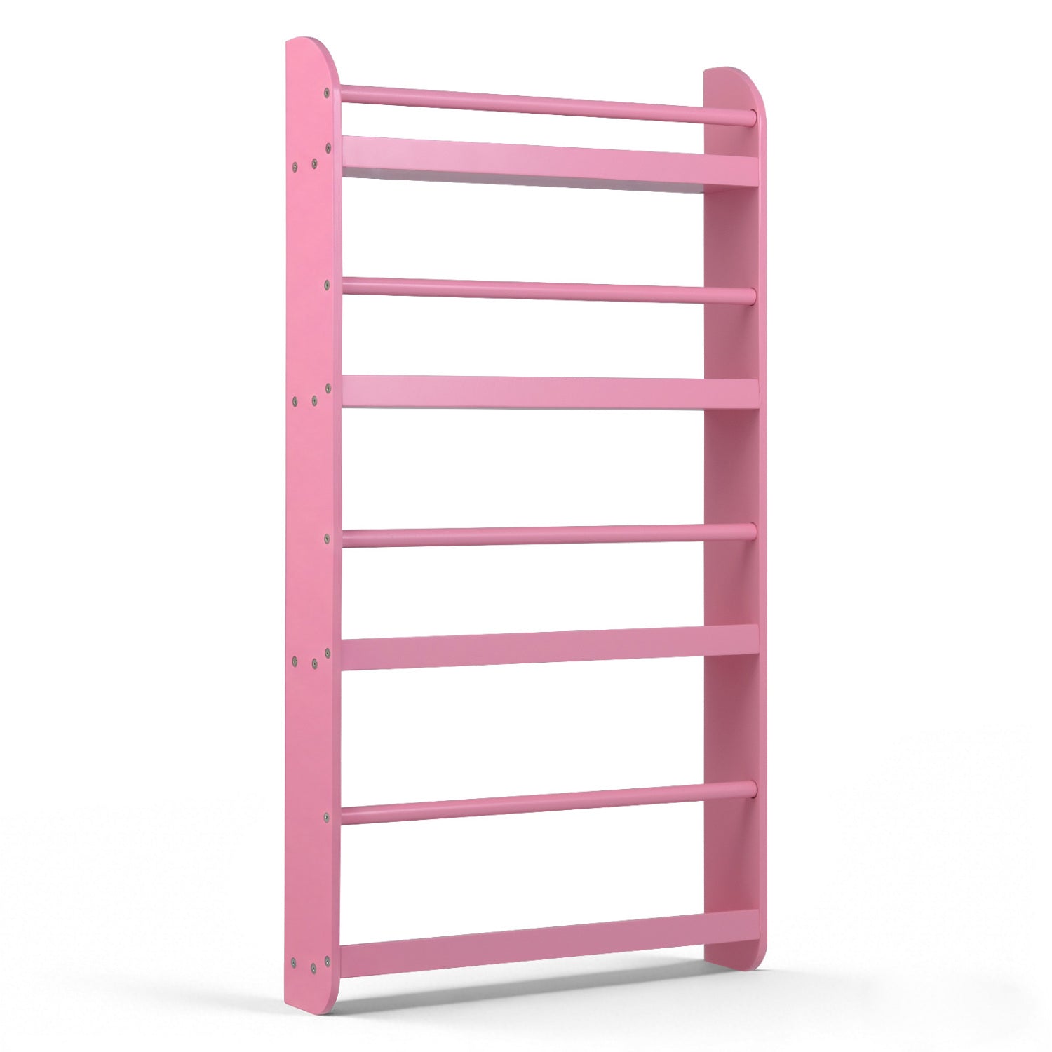 4-Tier Bookshelf Organizer for Toys and Books with Basswood Crossbar, Pink Bookcases Pink at Gallery Canada