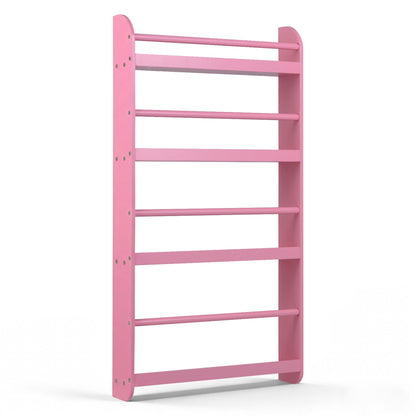 4-Tier Bookshelf Organizer for Toys and Books with Basswood Crossbar, Pink Bookcases Pink at Gallery Canada