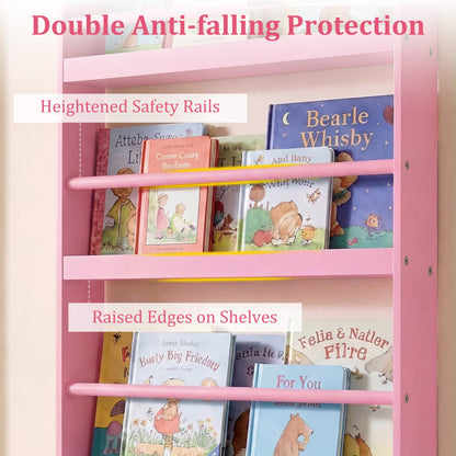 4-Tier Bookshelf Organizer for Toys and Books with Basswood Crossbar, Pink Bookcases at Gallery Canada