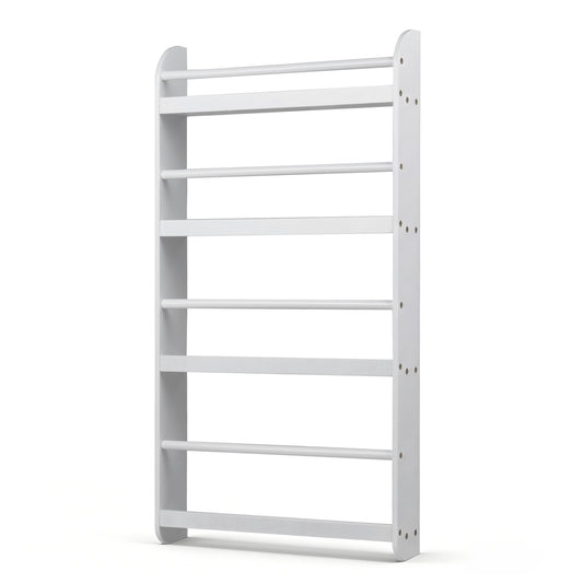 4-Tier Bookshelf Organizer for Toys and Books with Basswood Crossbar, White Bookcases White at Gallery Canada