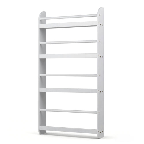 4-Tier Bookshelf Organizer for Toys and Books with Basswood Crossbar, White