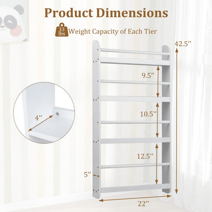 4-Tier Bookshelf Organizer for Toys and Books with Basswood Crossbar, White Bookcases at Gallery Canada