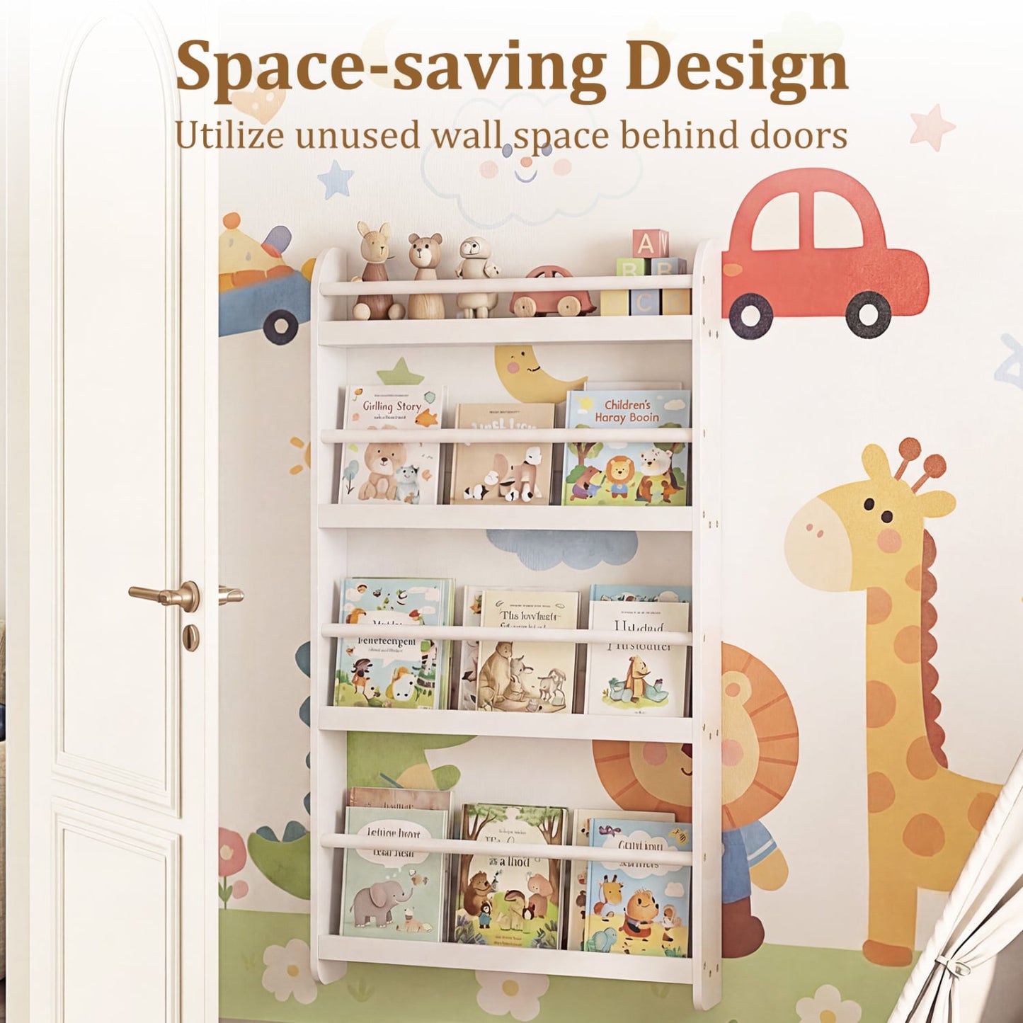 4-Tier Bookshelf Organizer for Toys and Books with Basswood Crossbar, White Bookcases at Gallery Canada
