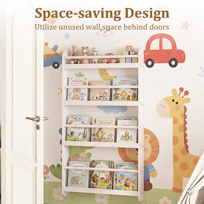 4-Tier Bookshelf Organizer for Toys and Books with Basswood Crossbar, White Bookcases at Gallery Canada
