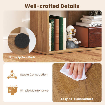 4-Tier Bookshelf Stair Bookcase, 6 Cube Display Rack, Natural