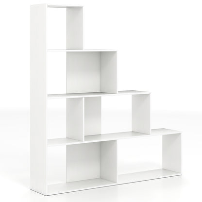 4-Tier Bookshelf, 6 Cube Display Rack, White