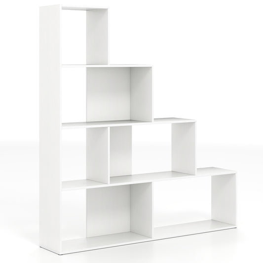 4-Tier Bookshelf, 6 Cube Display Rack, White