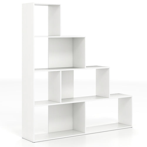 4-Tier Bookshelf, 6 Cube Display Rack, White