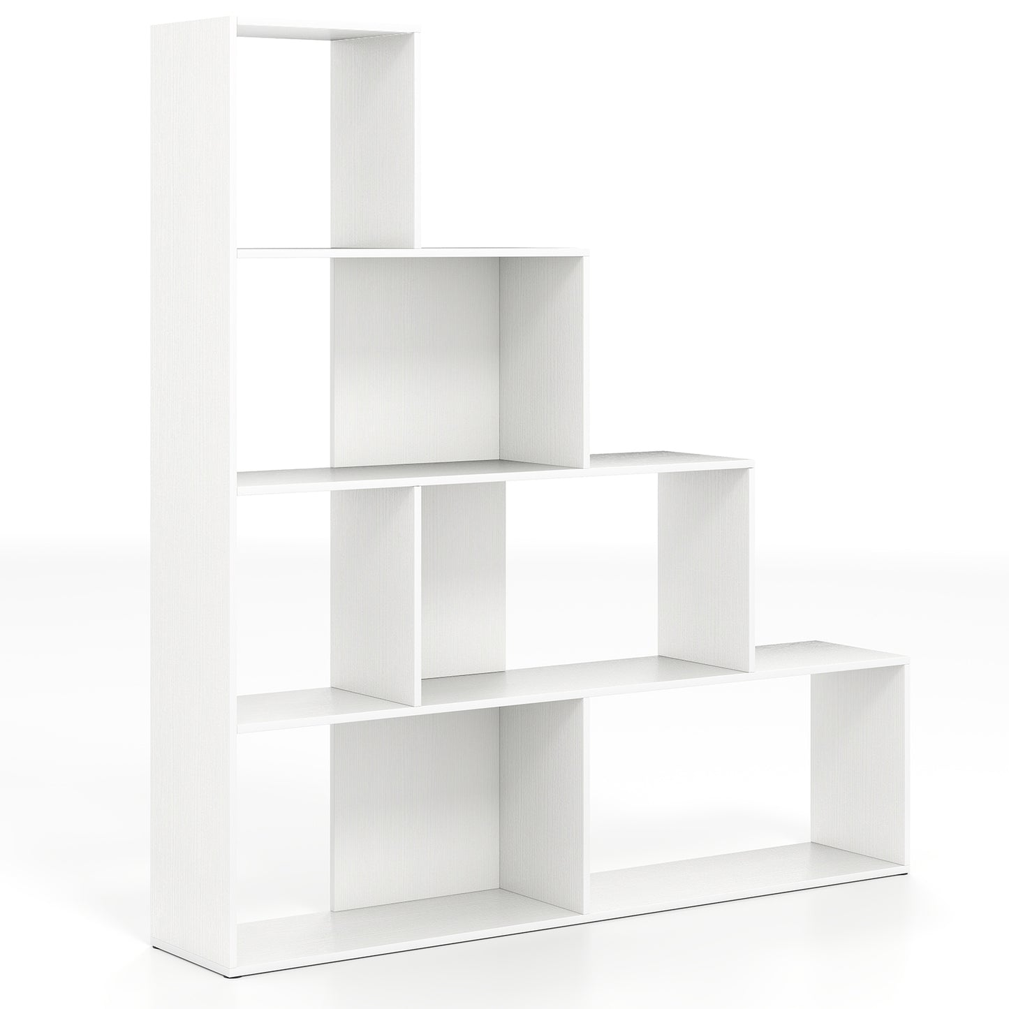 4-Tier Bookshelf, 6 Cube Display Rack, White