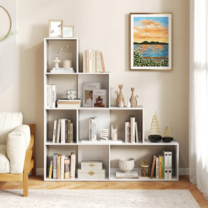 4-Tier Bookshelf, 6 Cube Display Rack, White