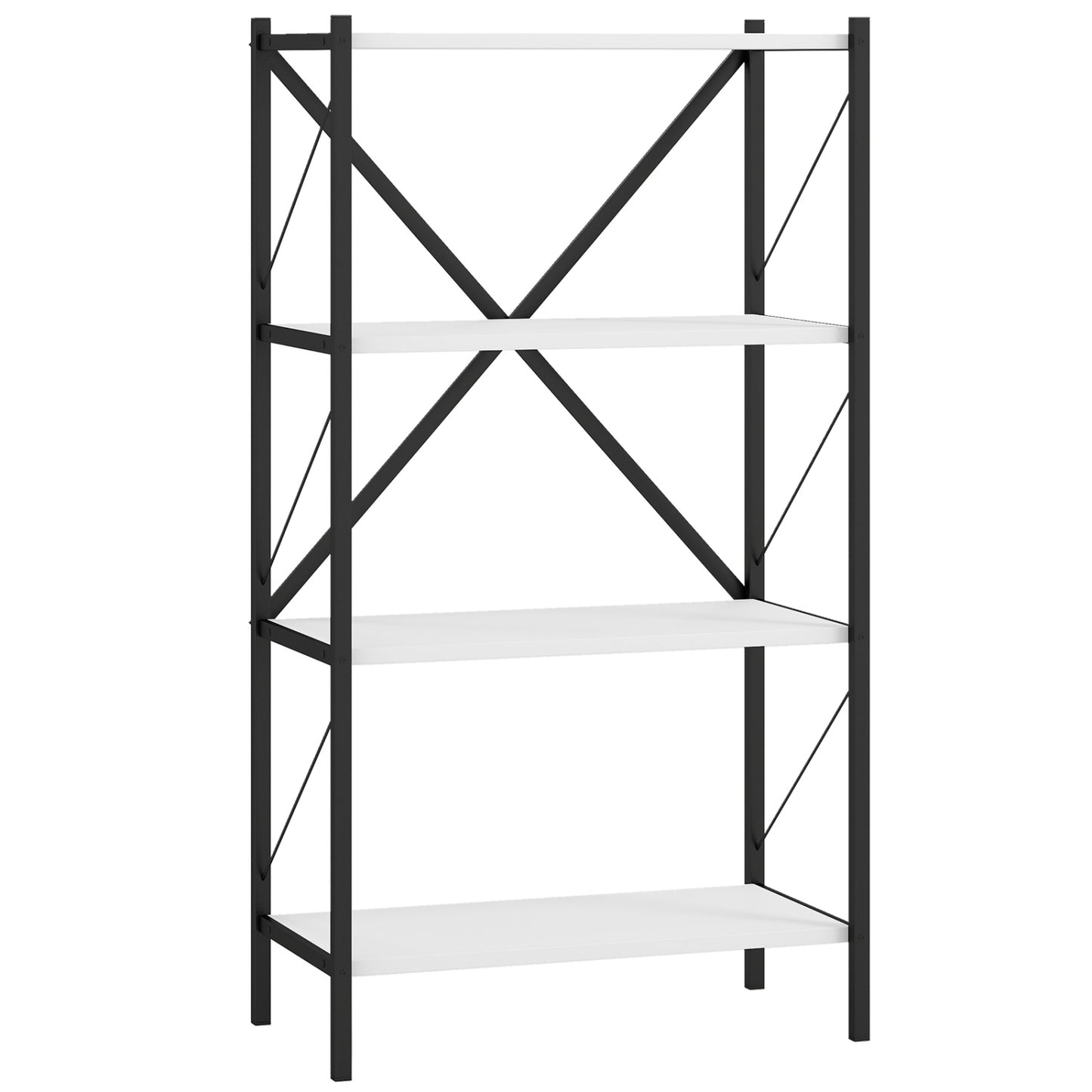 4-Tier Bookshelf with Heavy-Duty Metal Frame, White Bookcases White at Gallery Canada