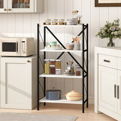 4-Tier Bookshelf with Heavy-Duty Metal Frame, White Bookcases at Gallery Canada