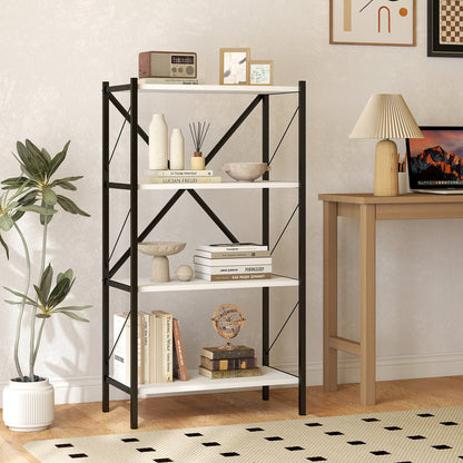 4-Tier Bookshelf with Heavy-Duty Metal Frame, White Bookcases at Gallery Canada