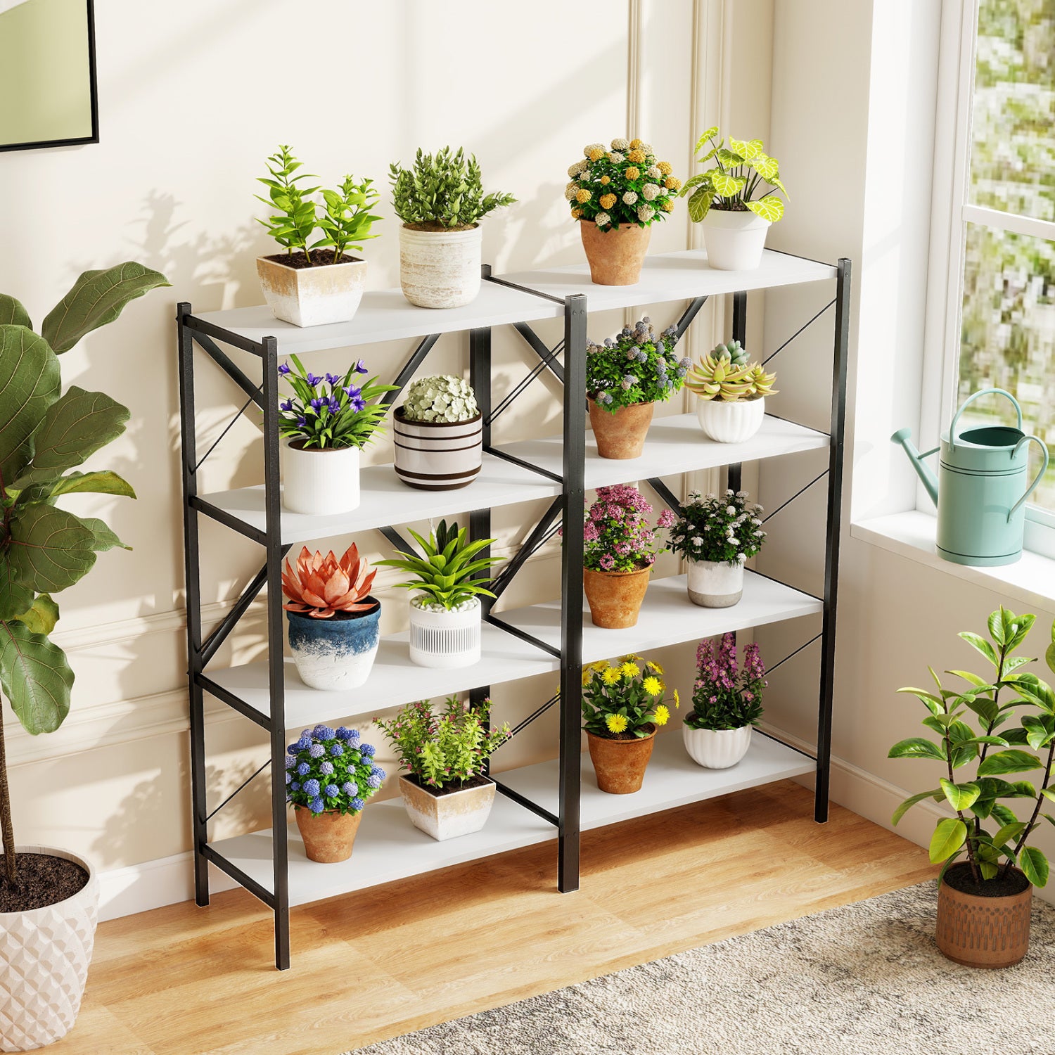 4-Tier Bookshelf with Heavy-Duty Metal Frame, White Bookcases at Gallery Canada